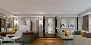 萬科大廈欣悅化妝品公司，白與黃的搭配，簡約、大氣！